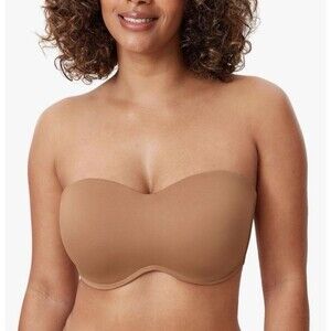 DELIMIRA Women's Strapless Bra Minimizer Bandeau Size 36E NWT Beige NEW